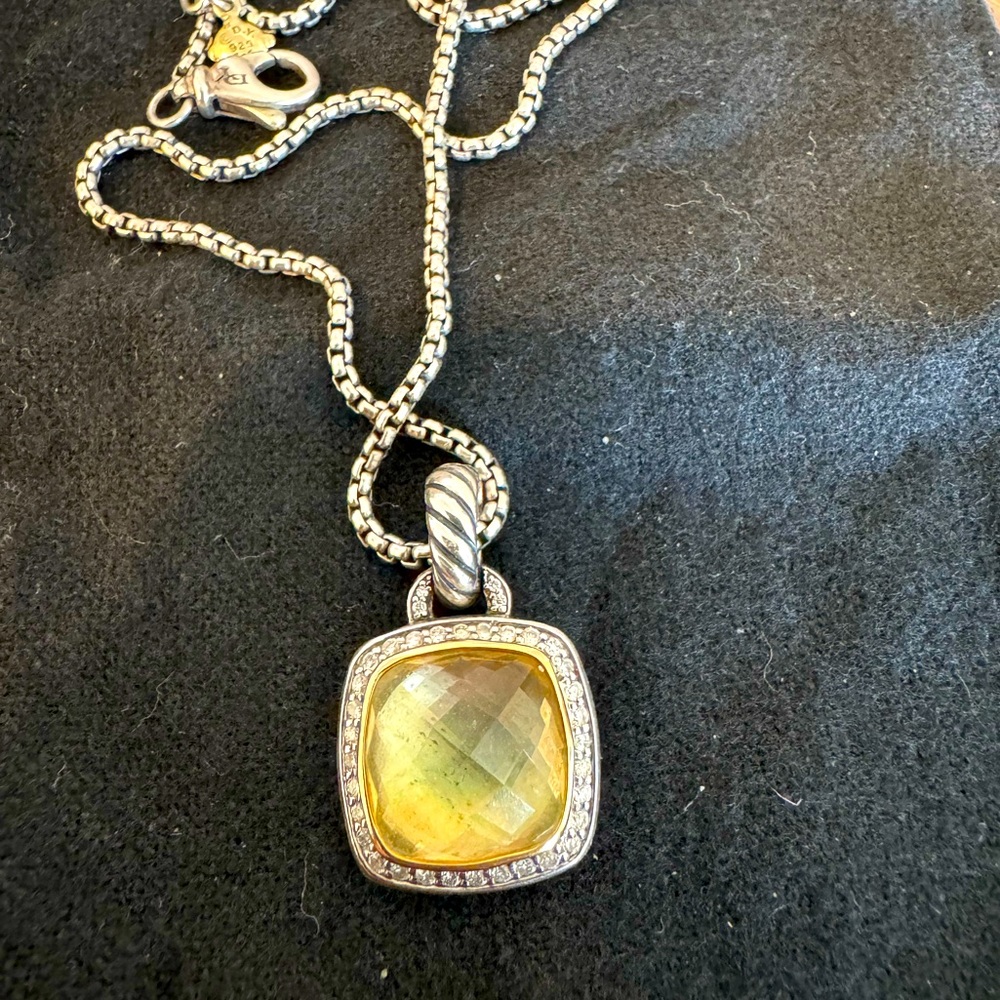 DAVID YURMAN 14mm Albion Lemon Citrine & Diamond Pendant with 18” chain ✨✨✨